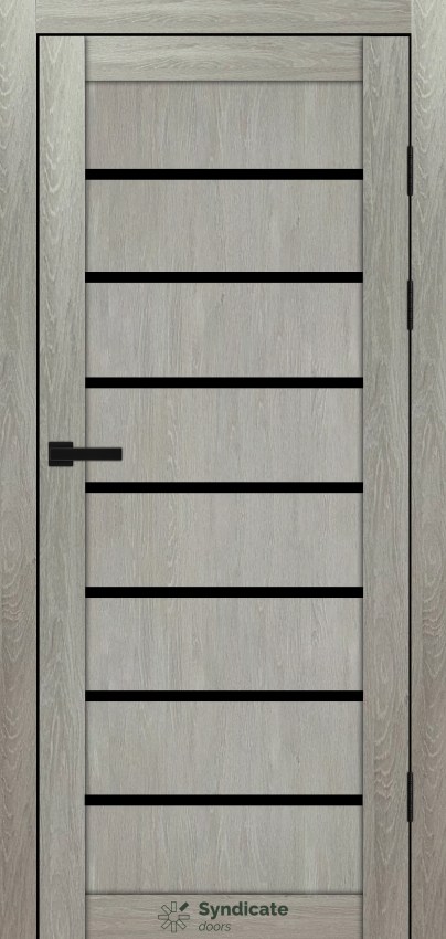 Двері Syndicat Doors PVC 102 Дуб Ровера чорне скло